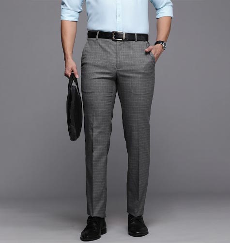 Men Checked Slim Fit Trousers